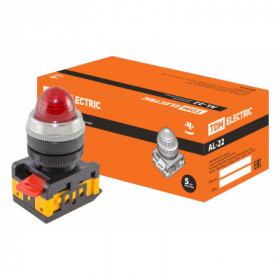 Лампа AL-22 сигнальная d22мм красный неон 230В цилиндр TDM