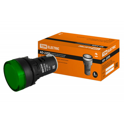 Лампа AD-22DS(LED)матрица d22мм зеленый 12В AC DC TDM