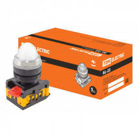 Лампа AL-22 сигнальная d22мм белый неон 230В цилиндр TDM