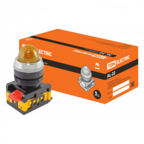 Лампа AL-22 сигнальная d22мм желтый неон 230В цилиндр TDM