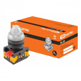 Лампа AL-22 сигнальная d22мм прозрачн. неон 230В цилиндр TDM