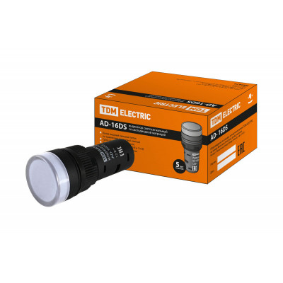 Лампа AD-16DS(LED)матрица d16мм белый 12В AC DC TDM