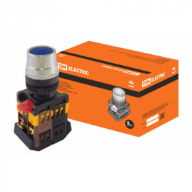 Кнопка ABLF-22 синий d22мм неон 230В1з+1р TDM