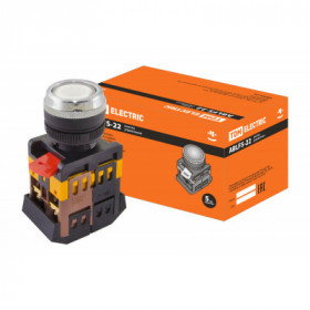 Кнопка ABLFS-22 белый d22мм неон 230В 1з+1р TDM