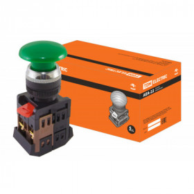 Кнопка AEА-22 "Грибок" зеленый d22мм 1з+1р TDM