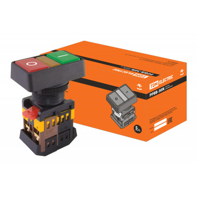 Кнопка РPВВ-30N "I-0" d30мм неон 230В 1з+1р TDM