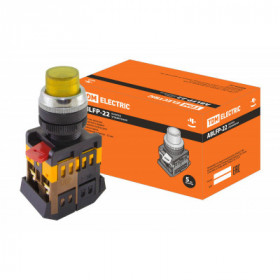 Кнопка ABLFP-22 желтый d22мм неон 230В 1з+1р TDM