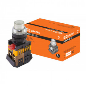 Кнопка ABLFP-22 прозрачн. d22мм неон 230В 1з+1р TDM