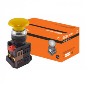 Кнопка AEА-22 "Грибок" желтый d22мм 1з+1р TDM