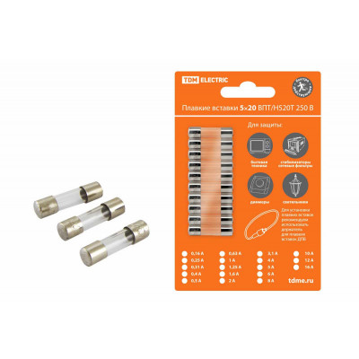 Плавкая вставка ВПБ6-9 1.6А 250В TDM упак (10 шт.)