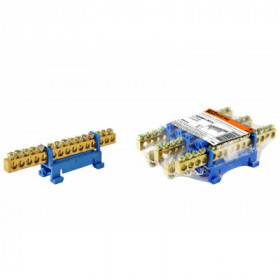 Шина "N" нулевая с изолятором на DIN-рейку 6x9мм стойка мал. 15 групп TDM