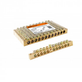 Шина "N" нулевая 6х9мм 12 2 (12 групп крепеж по краям) TDM