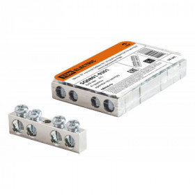 Шина "N" нулевая 6х9мм 4 1 (4 группы крепеж по центру) никелированная TDM