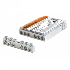 Шина "N" нулевая 6х9мм 6 1 (6 групп крепеж по центру) никелированная TDM