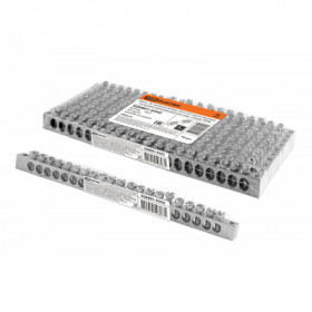 Шина "N" нулевая 6х9мм 20 2 (20 групп крепеж по краям) никелированная инд. стикер TDM