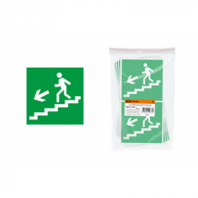 Знак "Направление к эвакуационному выходу (по лестнице налево вниз)" 150х150мм TDM