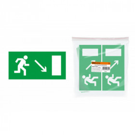 Знак "Направление к эвакуационному выходу направо вниз" 200х100мм TDM