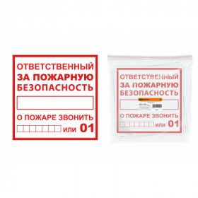 Плакат "Ответственный за пожарную безопасность" 200х200мм TDM