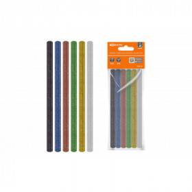 Клеевые стержни универсальные цветные с блестками. 7 мм x 100 мм. набор 6 шт. "Алмаз" TDM
