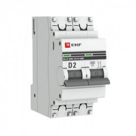 Автоматический выключатель 2P 2А (D) 6кА ВА 47-63M без теплового расцепителя EKF PROxima